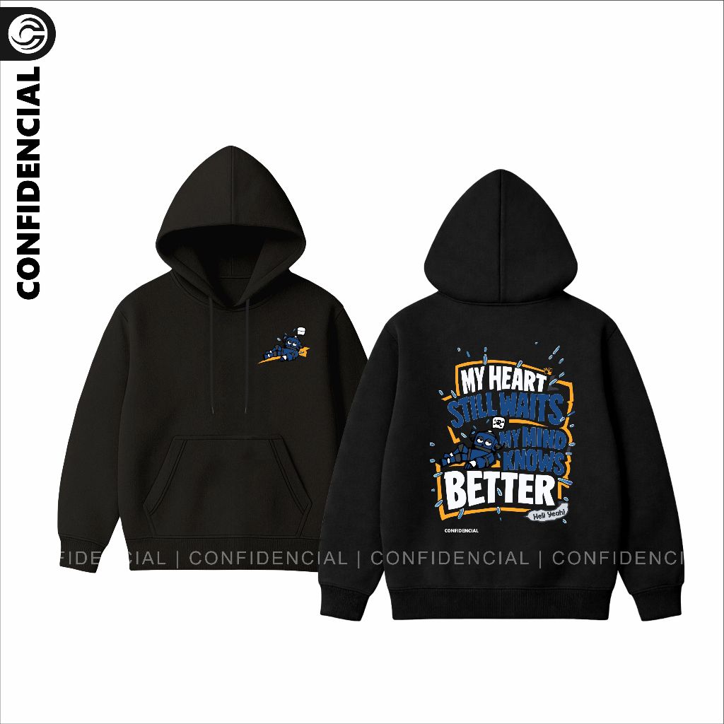 Sweater Hoodie Jumper Pria Wanita Size M - XXL Sablon Broken Heart Robot Bahan Fleece Tebal Premium