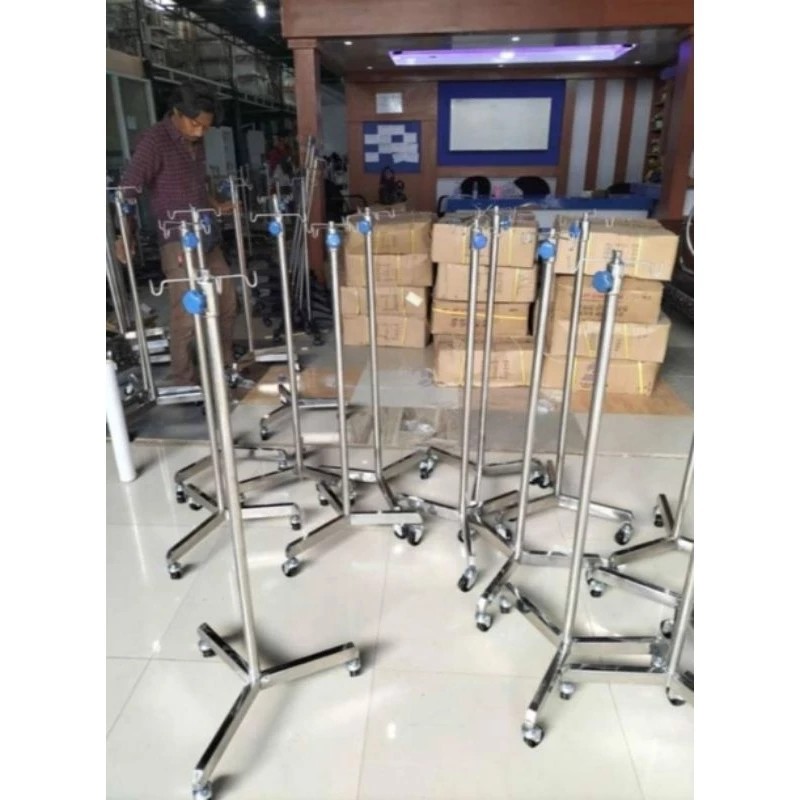 Tiang infus 5 kaki stainless steel - tiang infus stainless - tiang infus besi - tiang infus 3 kaki s