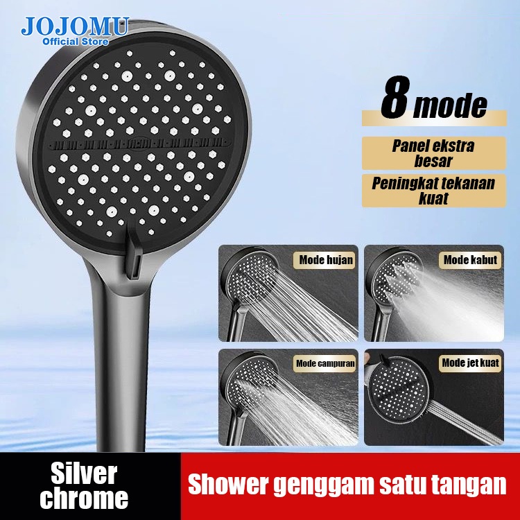Shower Set 8 Mode Semprotan Tekanan Kuat Kepala Shower Besar Hand Shower Multifungsi Selang 1,5M Ant