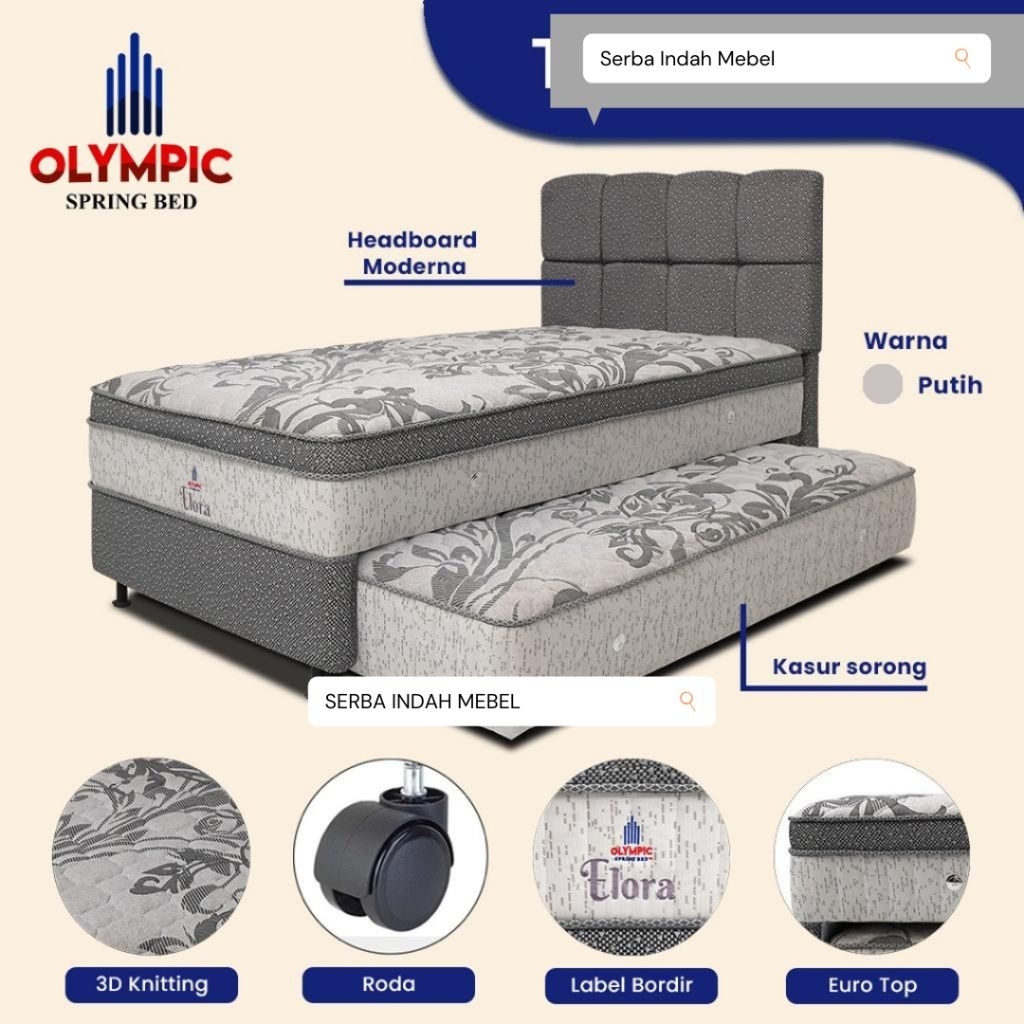 (PROMO) SPRING BED OLYMPIC TWIN ELORA PLUSHTOP 2IN1 SORONG ANAK 120 x 200 CM 2 in 1 springbed olimpi