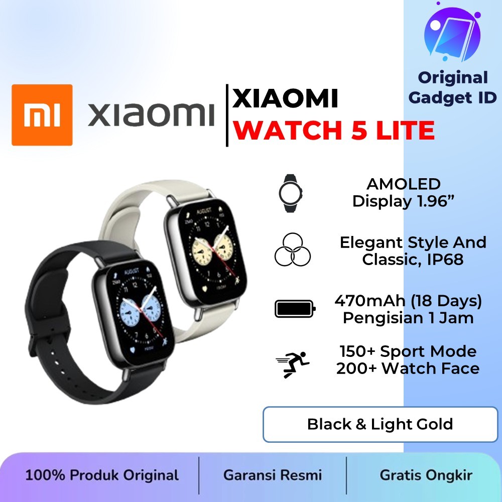 Xiaomi Redmi Watch 5 Lite | Dengan Fitur Lima Sistem GNS | 1.96" AMOLED Display | Built-in GNSS | Ba
