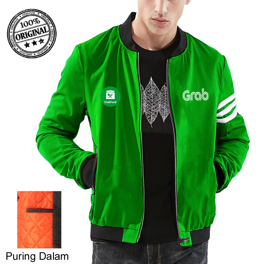 Jaket bomber kasual driver grab grabbike grabfood pria wanita jaket taslan baseball grab grabbike gr