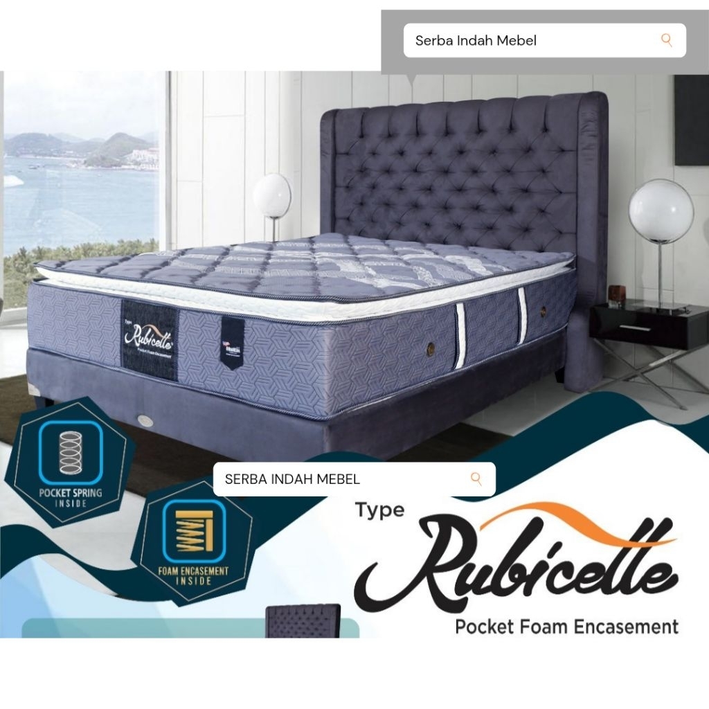 kasur spring bed american rubicelle pocket pillow top 90 120 160 180 140 x 200 matras 90x200 120x200