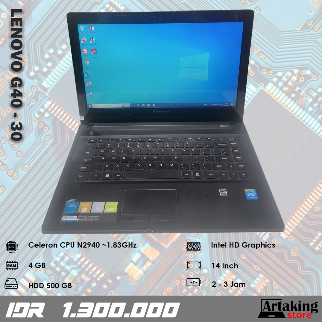 Lenovo G40 - 30 - Celeron N2940 - Ram 4 GB - Normal Siap Pakai