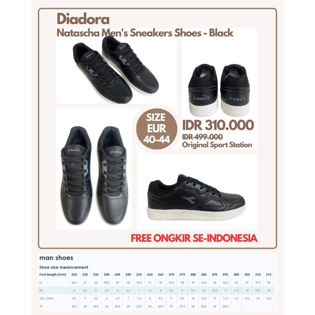 Diadora Natascha Men Sneaker - Black : size 40, 41, 42, 43, 44