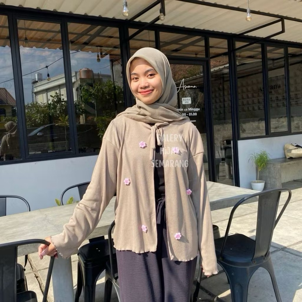 CARDIGAN OVERSIZE / CARDIGAN WANITA / Cardigan wanita Daisy Flower  - Cardigan Lengan Panjang Tali -