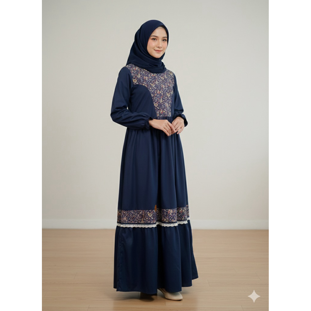 ZISHEERI MANIS DRESS NAVY | MANIS DRESS BY ZISHEERI | GAMIS ZISHEERI TERBARU | GAMIS KATUN BY ZISHEE