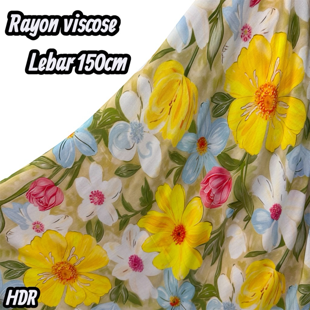 kain katun rayon/bahan rayon premium/rayon viscose/motif bunga terbaru/bahan meteran/kain meteran-kd