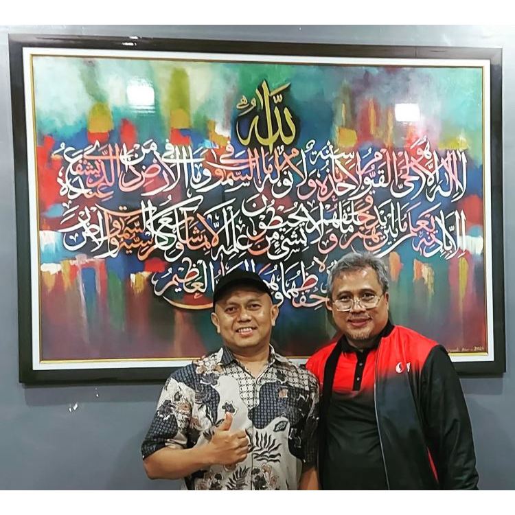 Lukisan Kaligrafi Ayat Kursi handmade original painting kanvas cat acrylic include bingkai