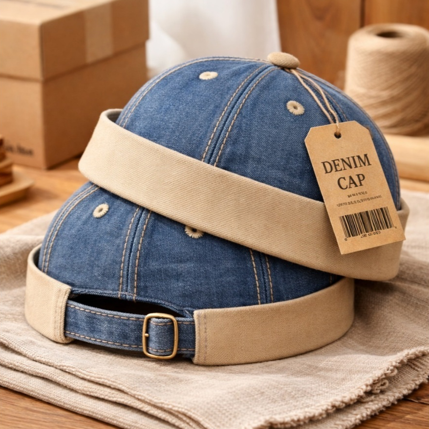 MikiHat Topi Peci Bahan Jeans Catton Peci Pria Casual Skullcap Kufi modern