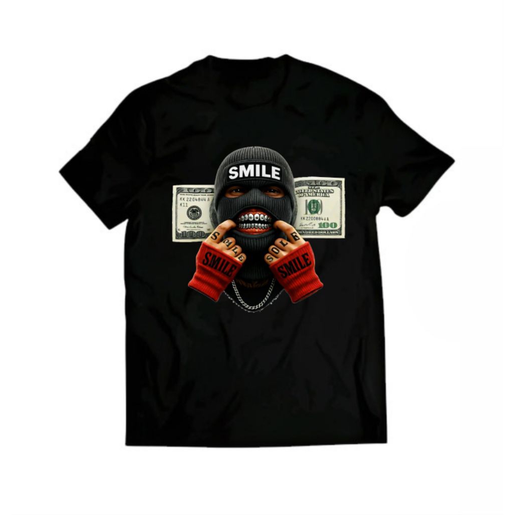 Kaos T-shirt SMILE Desain Uang Kaos Distro Unisex
