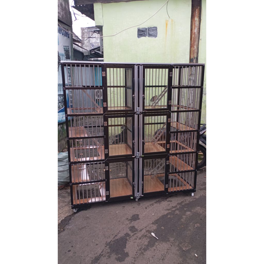 KANDANG KUCING ALUMUNIUM 6 PINTU BESAR