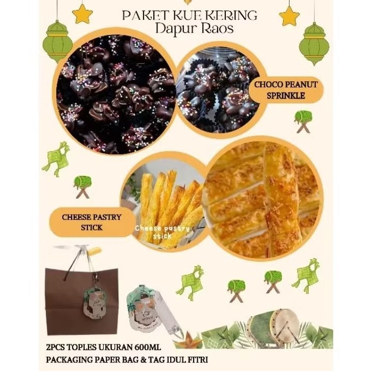 PAKET KUE KERING DAPAT 2 TOPLES | Choco Peanut Sprinkle & Cheese Pastry Stick | BISA INSTANT