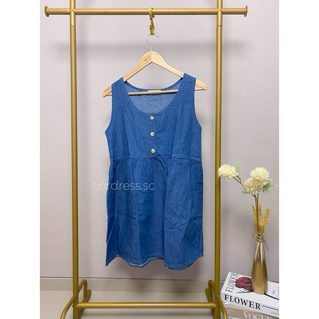 Preloved Tunik Mini Dress Denim Jeans Kutungan Overall Inner Korean Style Kekinian Busui Ibu Menyusu