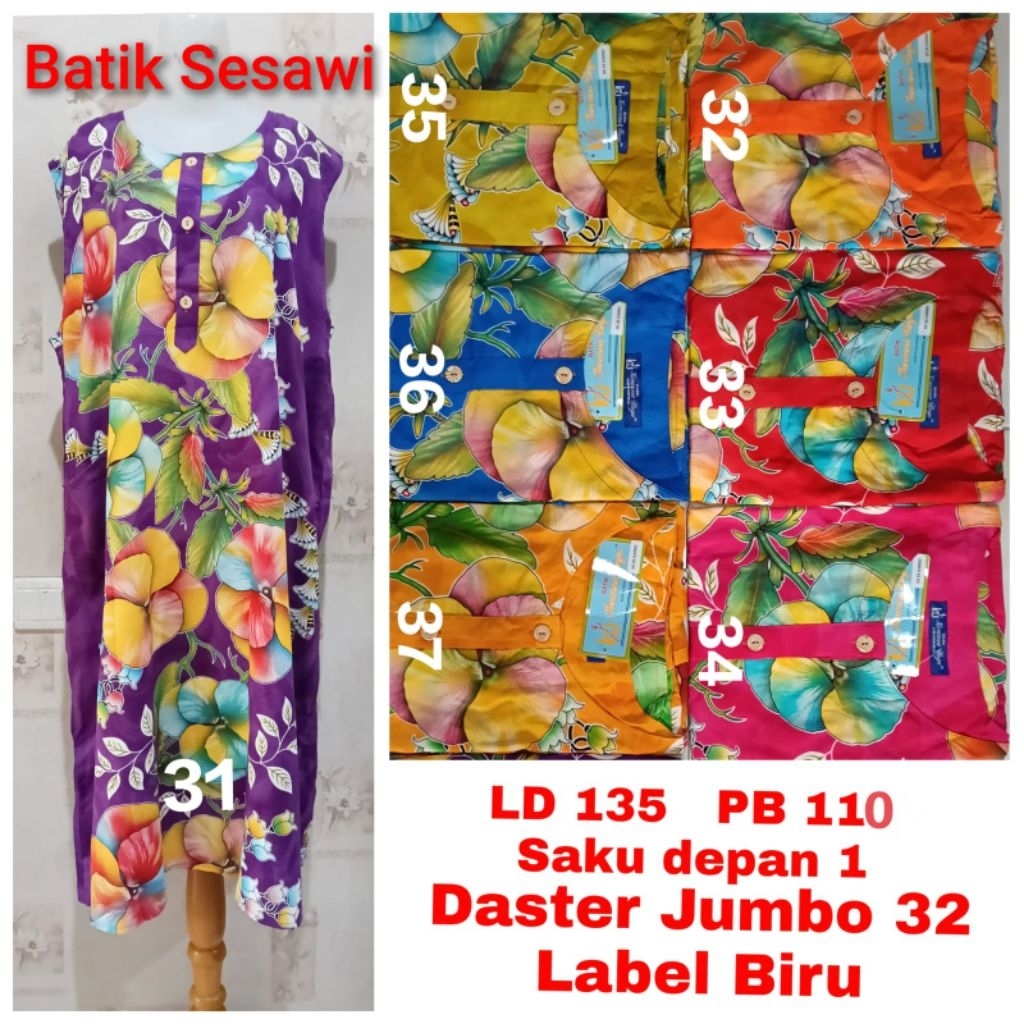 Daster Kencana Ungu Yukensi 32 Jumbo  LD 140cm Label Biru