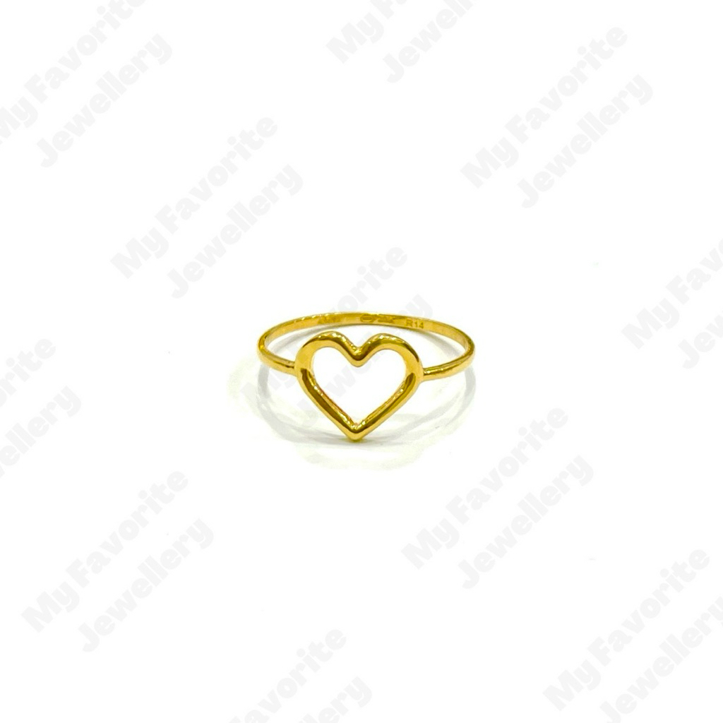 Cincin Hati Elegan Uk12 Uk14 Emas Asli Kadar 875 20K