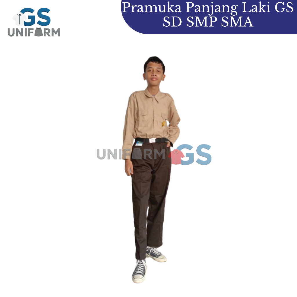 Baju Pramuka Laki-Laki Lengan Panjang Model Penggalang Saku 2 Seragam sekolah SD SMP SMA (OXFORD)