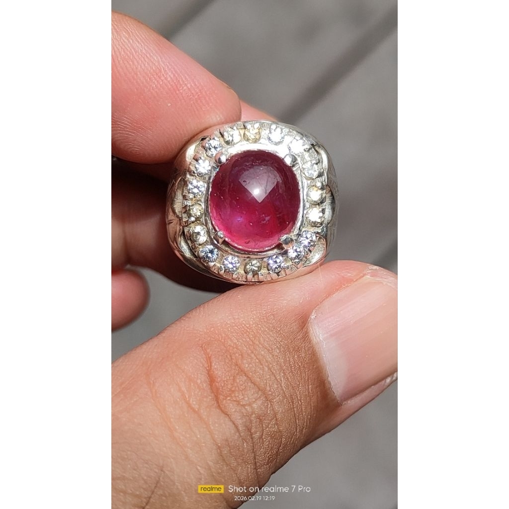 cincin natural ruby ring perak