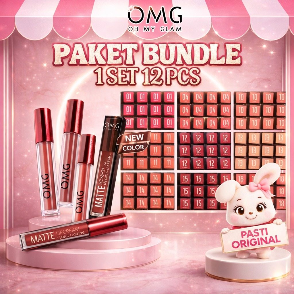 [PAKET ISI 12] - OMG Oh My Glam Mattelast Lip Cream - Lip Cream Matte Dengan Warna Intense, Tahan La