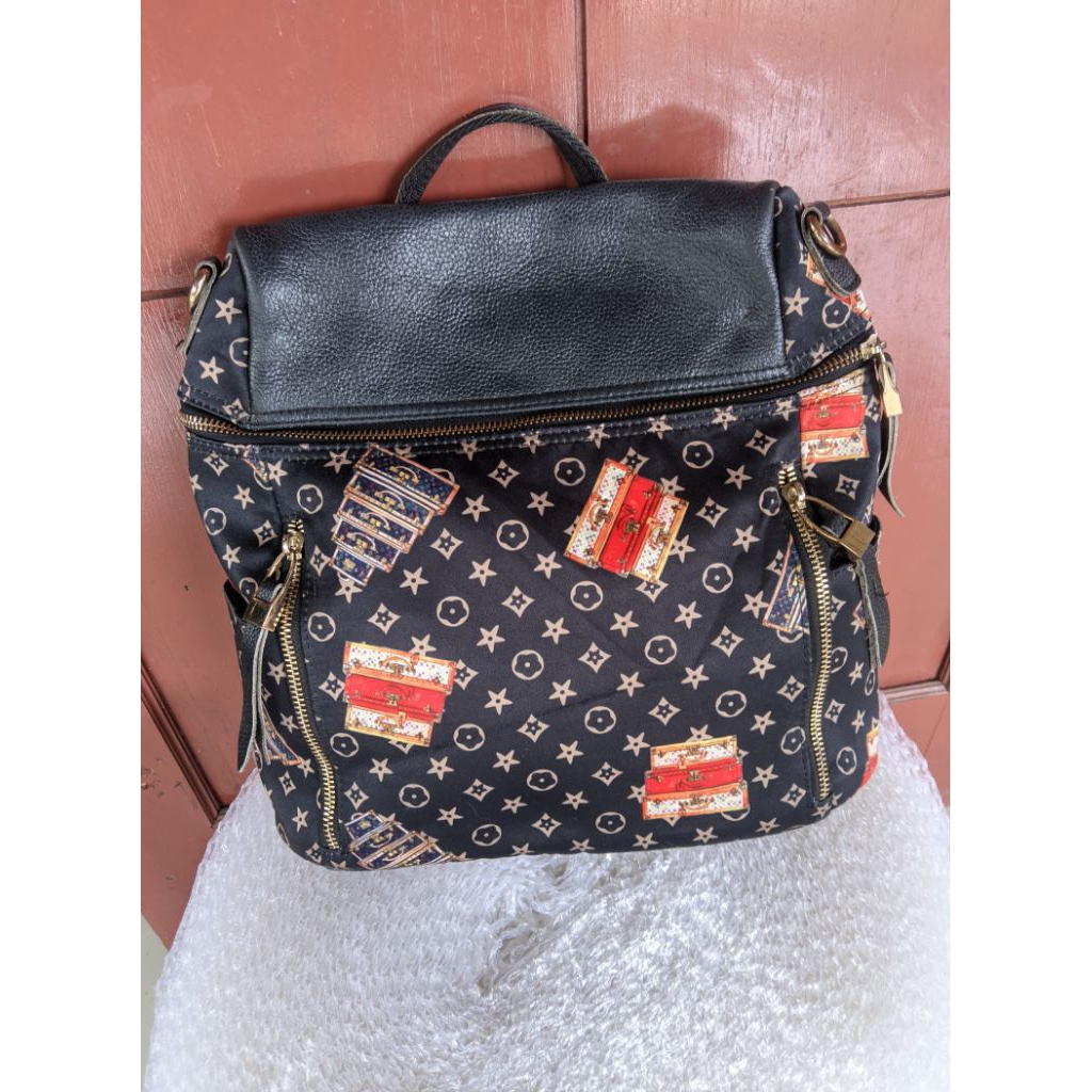 PL TAS RANSEL FASHION BAHAN KULIT MIX NILON PRELOVED TAS BACKPACK WANITA