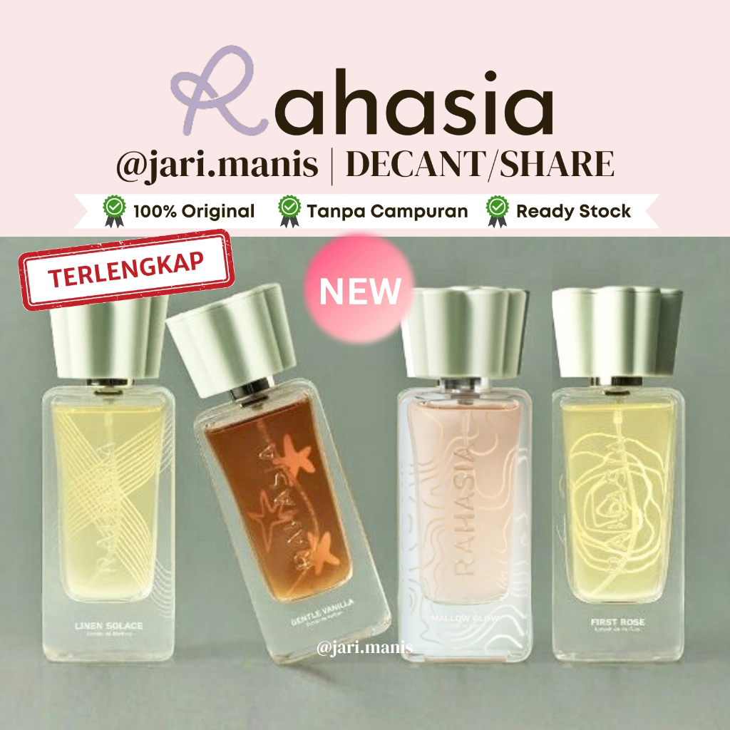 decant share Rahasia Beauty Mallow Glow linen solace first rose gentle vanilla toasted glazed cheri 