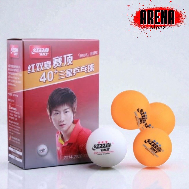 BOLA PINGPONG DHS ISI 6 PUTIH DAN ORANGE / BOLA TENIS MEJA