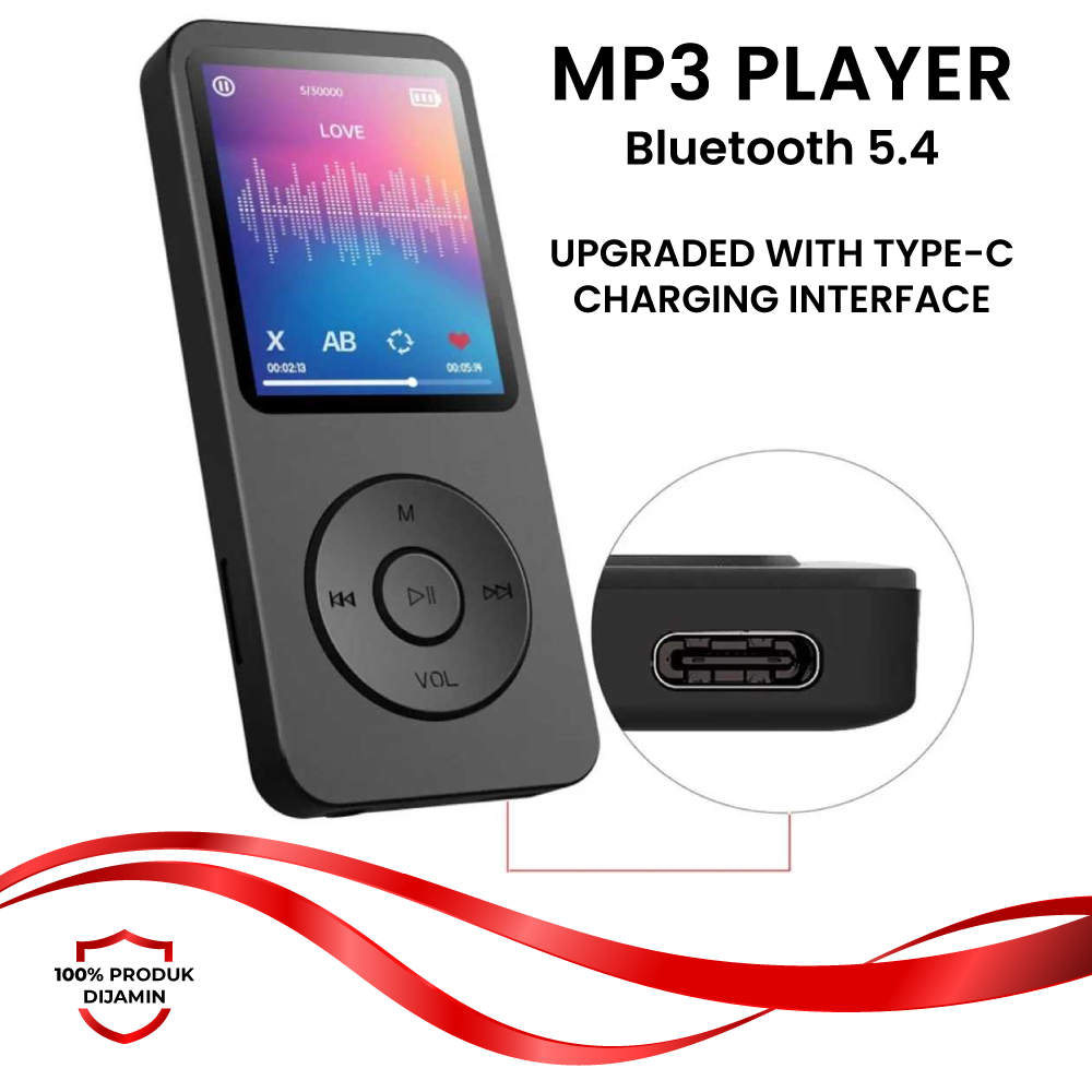 MP3 MP4 Player Pemutar Musik Bluetooth 5.4 Type C 250mAh RockStar - X90