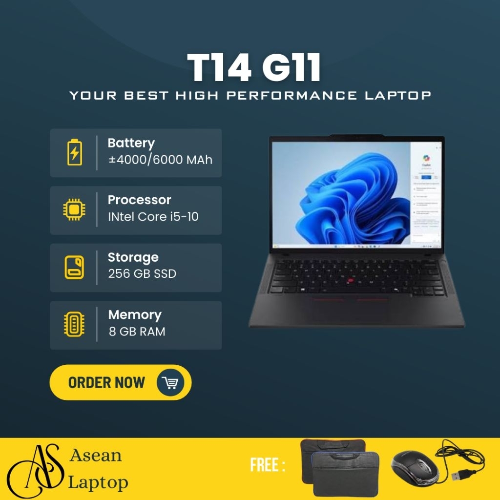 Lenovo ThinkPad T14 Intel Core i5Gen11 | Windows | SSD | Bergaransi