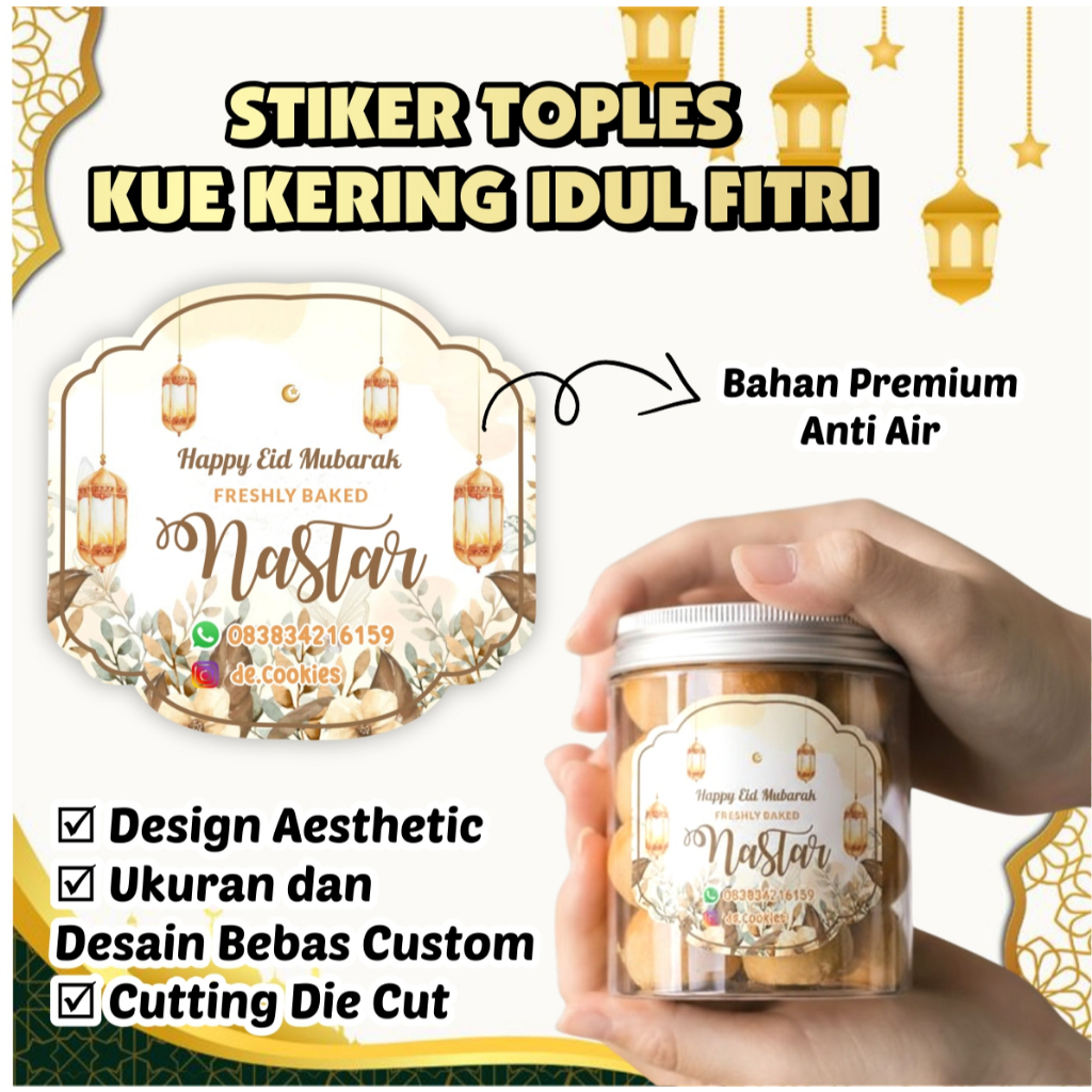 CETAK STIKER TOPLES KUE EDISI IDUL FITRI | LABEL IDUL FITRI | LABEL KUE KERING