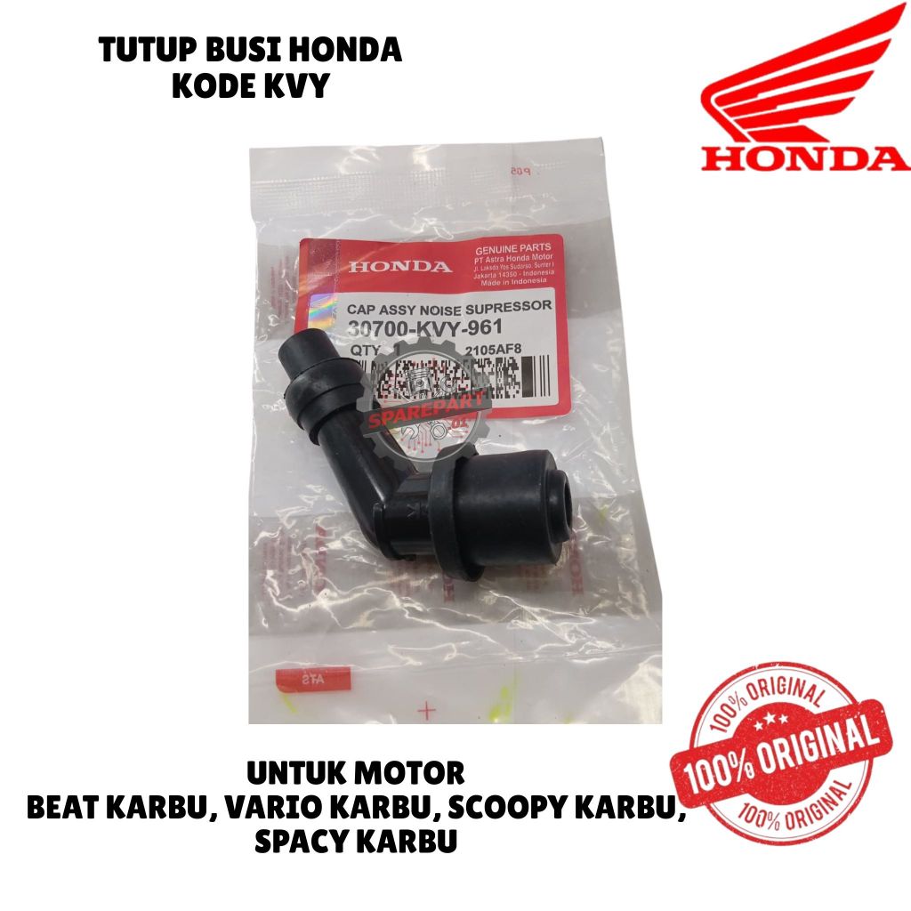 TUTUP BUSI ORIGINAL HONDA KODE KVY BEAT KARBU, VARIO KARBU, SCOOPY KARBU, SPACY KARBU