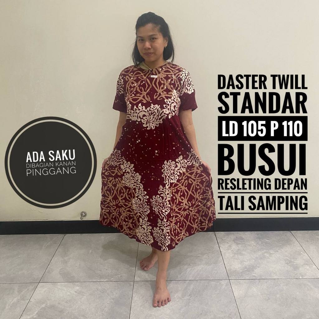 Daster Cewek Wanita Remaja Dewasa Lengan Pendek Modern Kekinian Busui Friendly Resleting Depan Twill