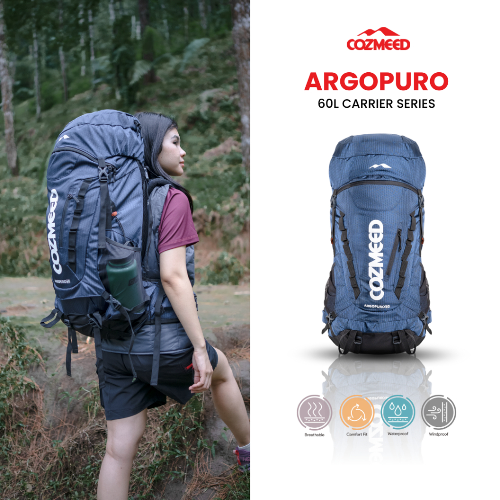 Cozmeed Carrier Tas Ransel Gunung 60 Liter Air Comfort Backsystem Argopuro 60 Free Cover Bag