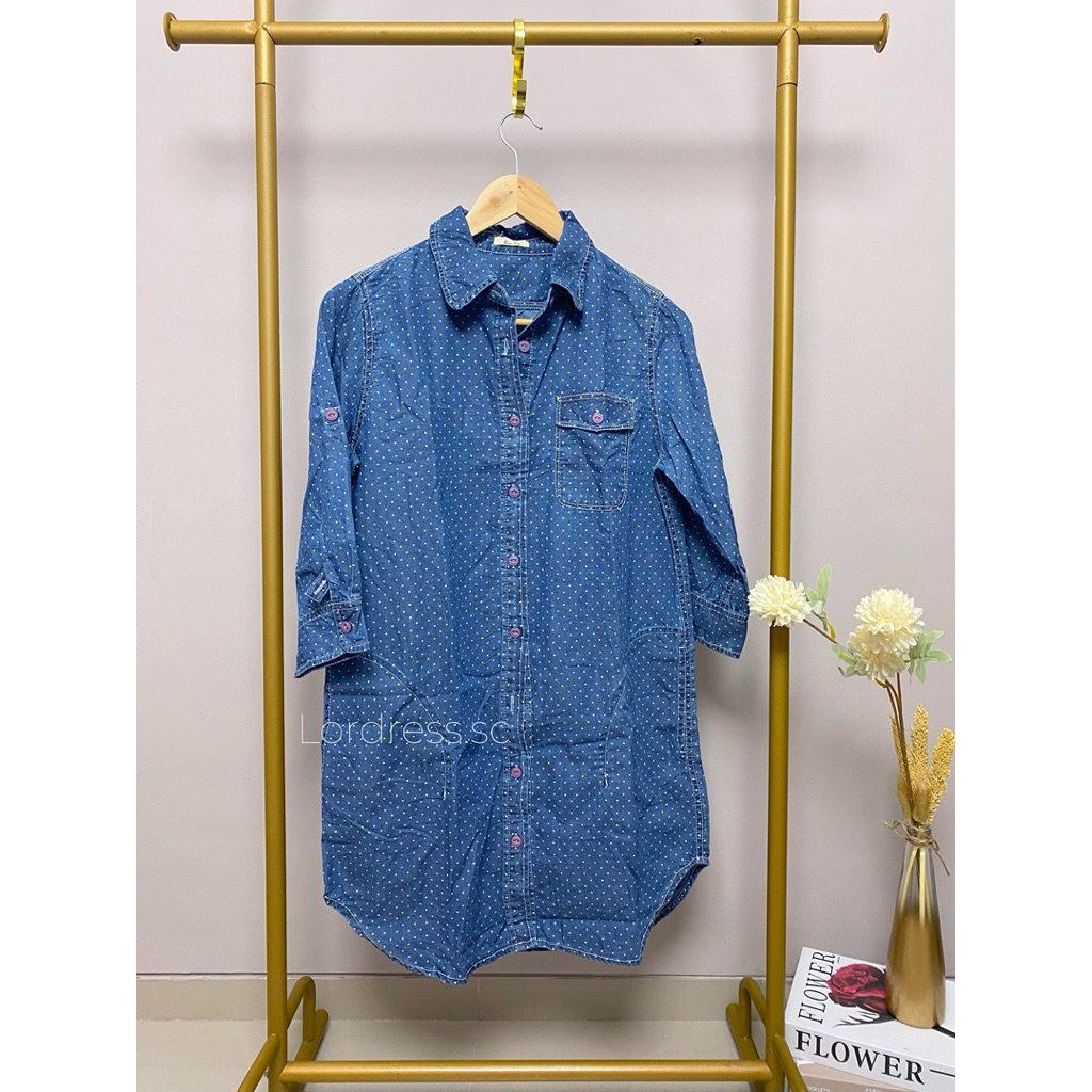 Preloved Jaket Tunik Jeans Denim Korean Style Kekinian Hijab Biru Blue