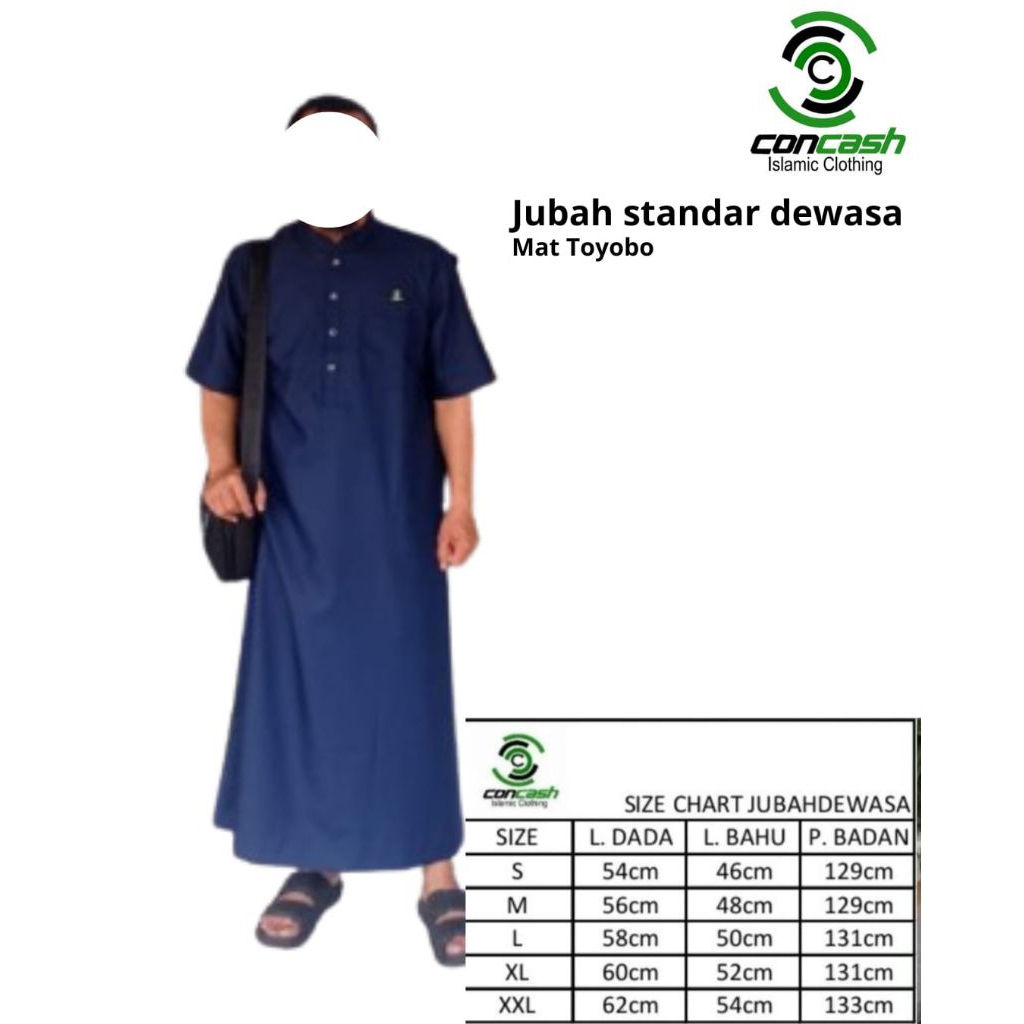 Jubah Dewasa Lengan Pendek Bahan Toyobo / Jubah Lengan Pendek Concash