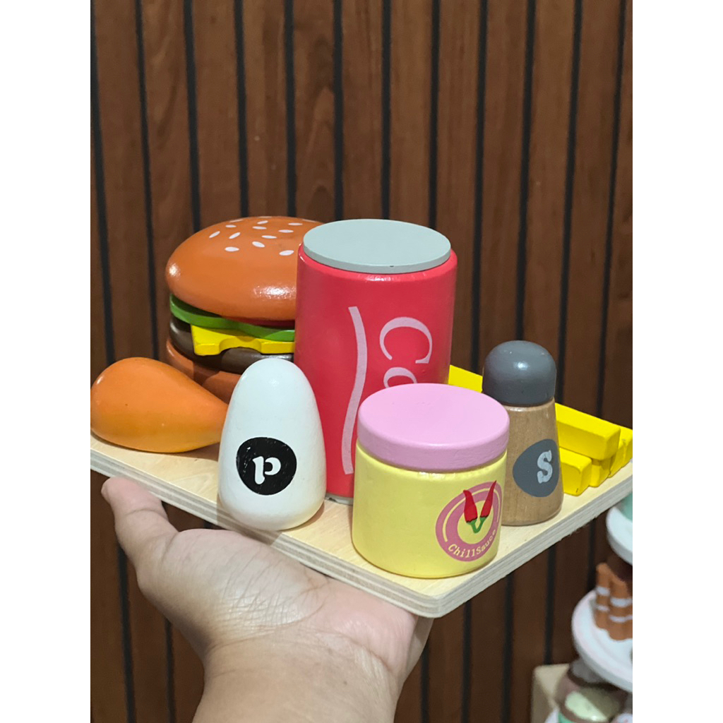preloved mainan set burger kayu/ preloved wooden toys