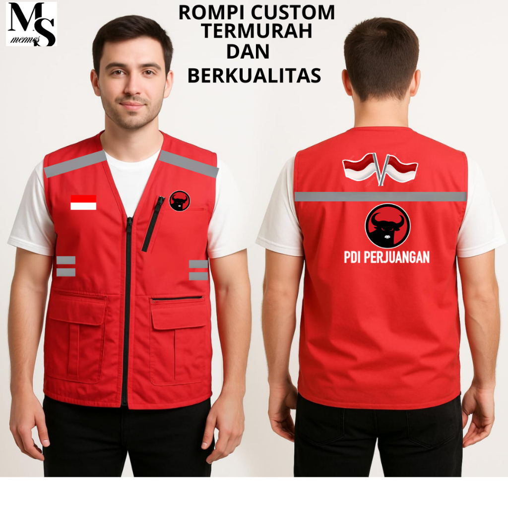 ORIGINAL - Rompi partai PDI Perjuangan Terbaru Rompi PDI Perjuangan Slimfit Waterproof
