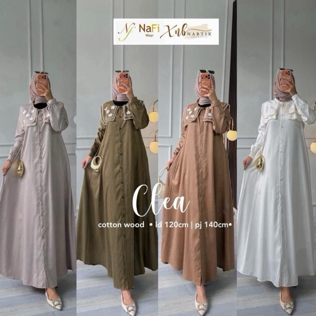 Nabtik x Nafi wear Gamis Polos Lebaran Remaja dewasa Kondangan Bahan Katun Simple Elegan