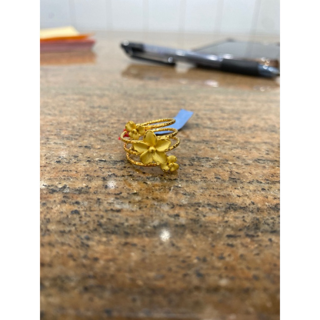 Cincin Spiral Kembang Uk15 Cincin Emas Asli Kadar 875