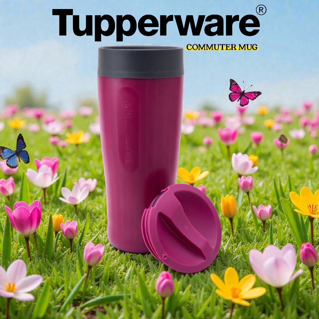 Tupperware Commuter Mug 350 ml Gelas Minum Tahan Panas Dingin Anti Tumpah Tumbler Kopi Teh Susu Jus 