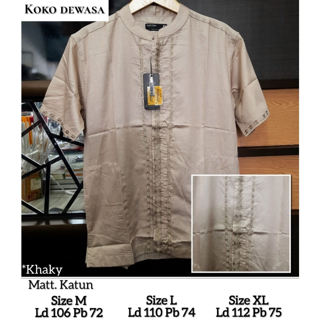 Baju Koko dewasa Topten BS0447-KHAKY