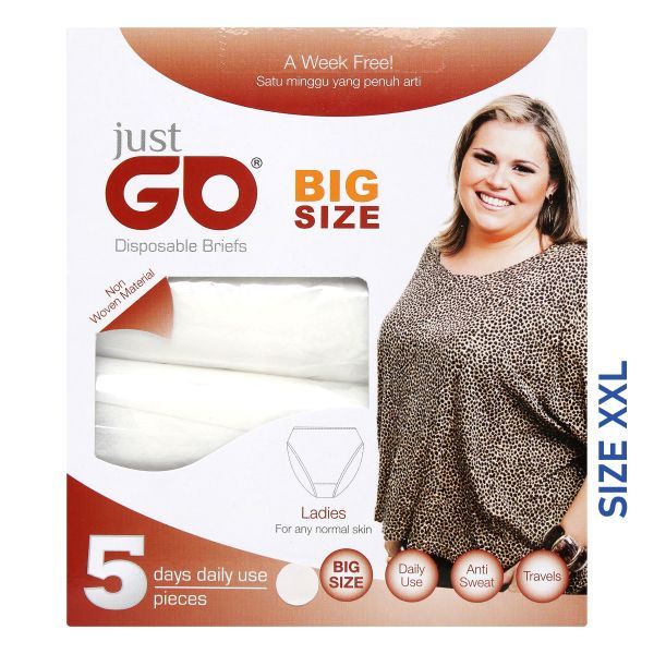 JUST GO DISPOSSIBLE UNDERWARE BIG SIZE WOMAN SIZE XXL 5 PACK | Celana Dalam Sekali Pakai, Tidak Muda
