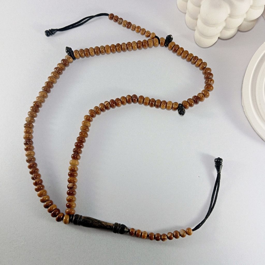 Tasbih Kokka Kaukah Asli Mesir 100 Butir Original - Model Marjan Mix Coklat Hitam Premium