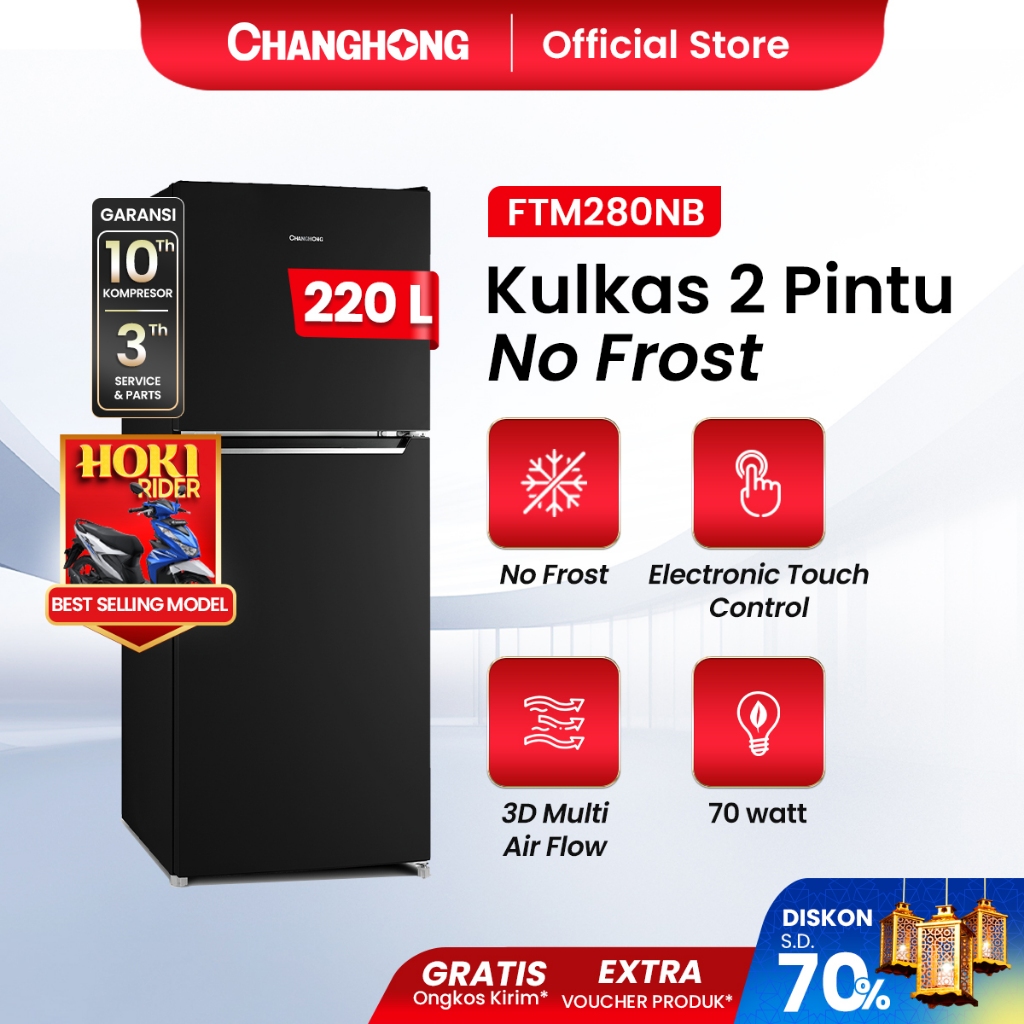 [Bebas Bunga Es] Changhong Kulkas 2 Pintu  (Refrigerator) Kulkas No Frost Tanpa Bunga Es Lemari Es K