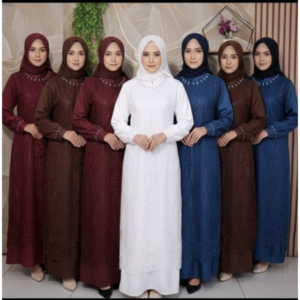 baju dress gamis kondangan full brukat atau brokat baju kondangan brukat payet manik mutiara baju  k
