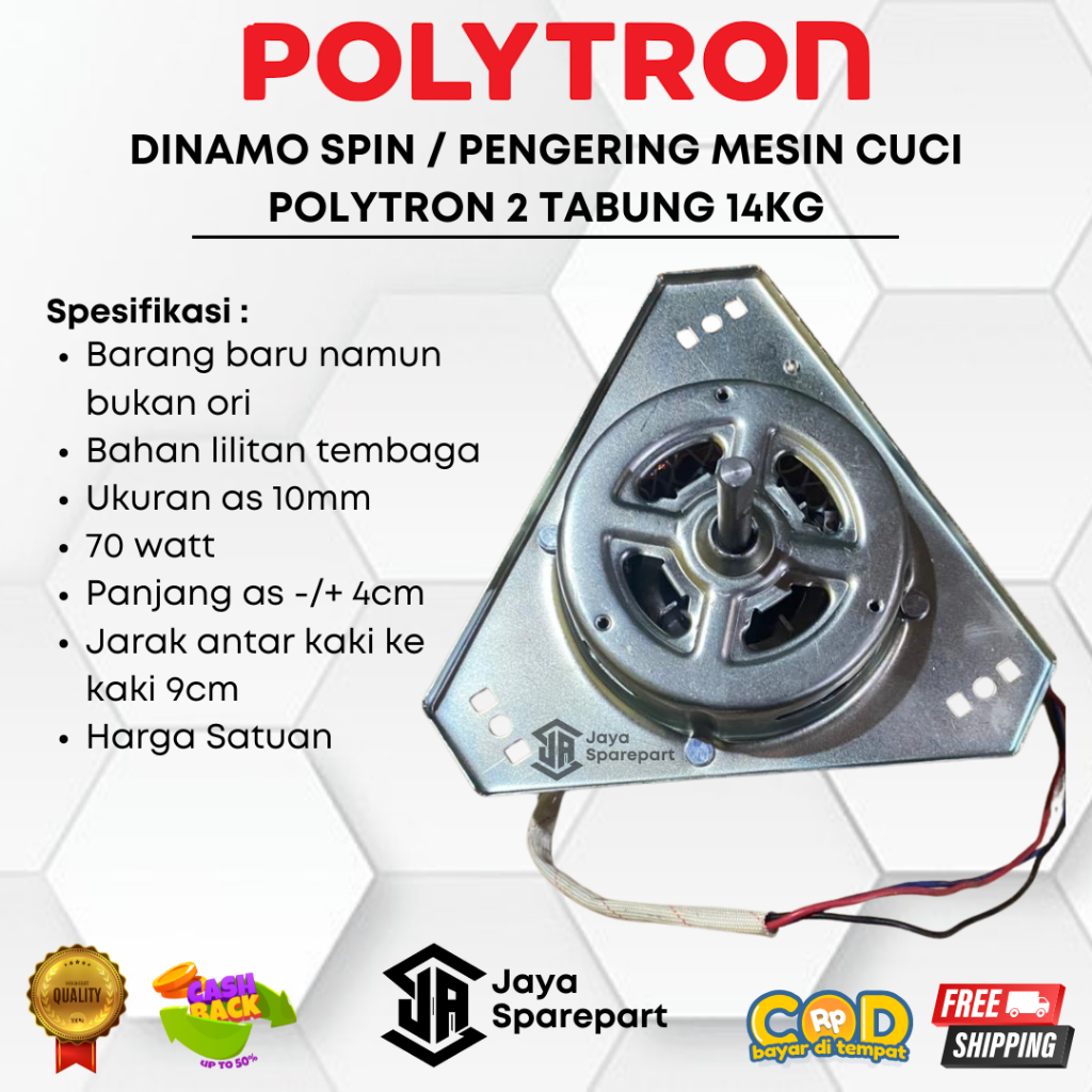 DINAMO SPIN / PENGERING MESIN CUCI POLYTRON 2 TABUNG 14KG Lilitan Tembaga