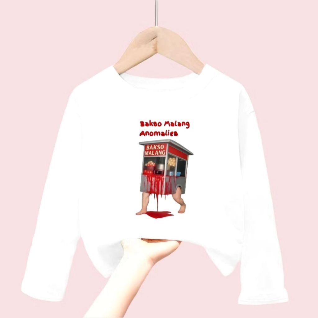 XOXO FASHION99 /KAOS LENGAN PANJANG ANAK LAKI-LAKI DAN PEREMPUAN GAMBAR BAKSO MALANG ANOMALIES /KAOS