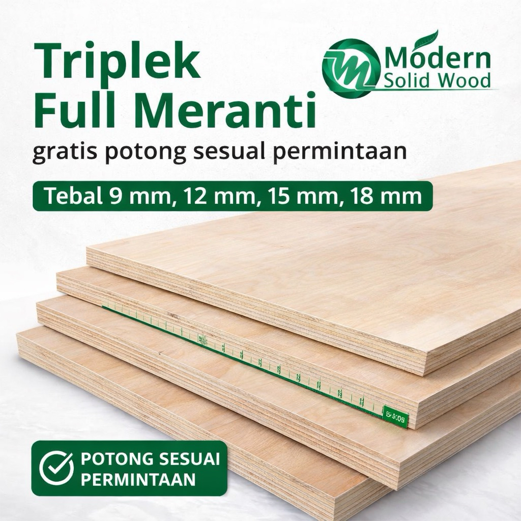 Triplek FULL MERANTI Premium 9-18mm READY GRATIS CUSTOM POTONG
