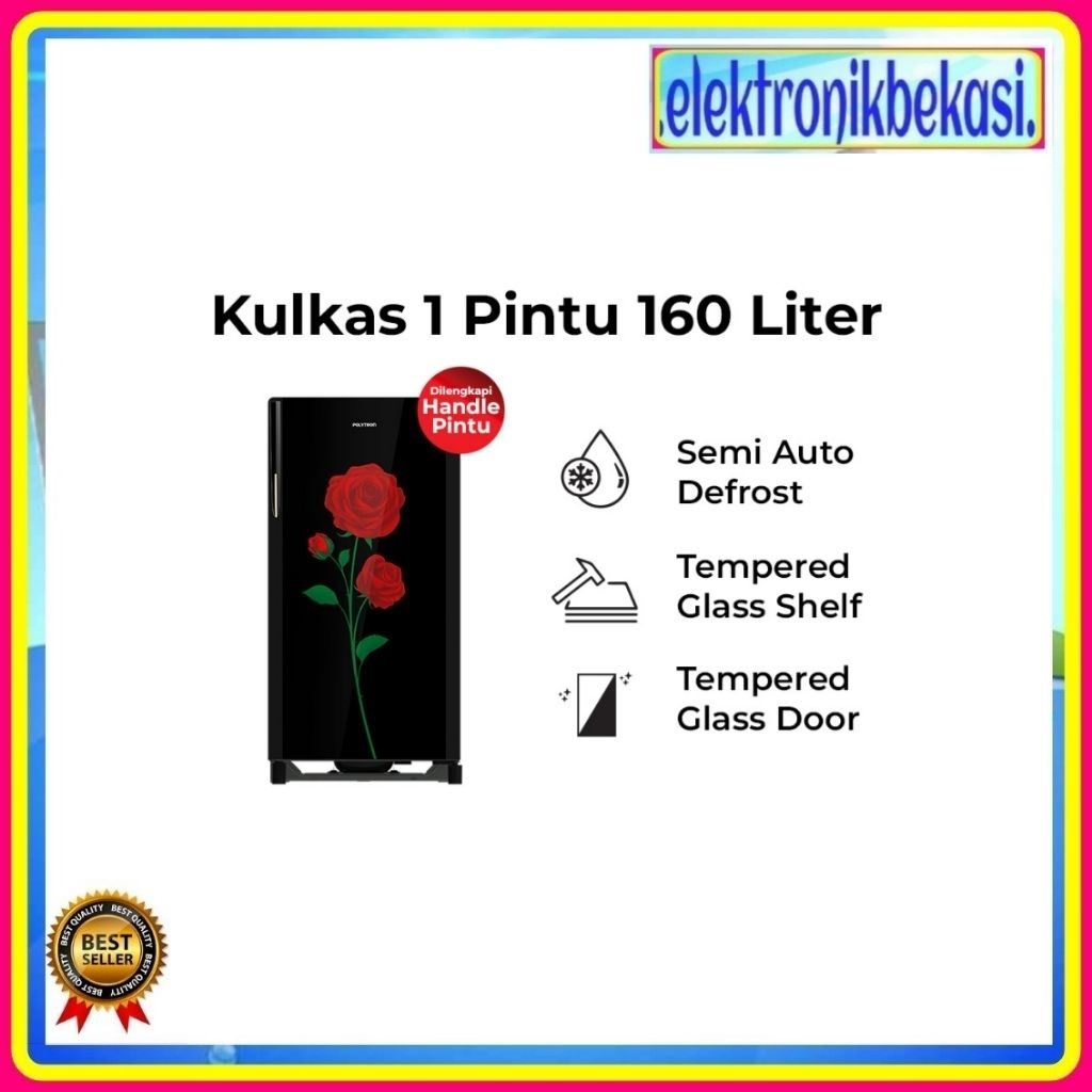 KULKAS POLYTRON PRA 16 DRX / KULKAS POLYTRON 1 PINTU 160 LITER PRA 16DRX / POLYTRON PRA16DRX