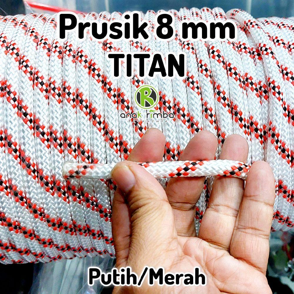 Prusik 8 Mm Putih/Merah Titan Cord Tali Not Beal Cord 8 Mm Tali Prusik 8,0 Mm Permeter Co