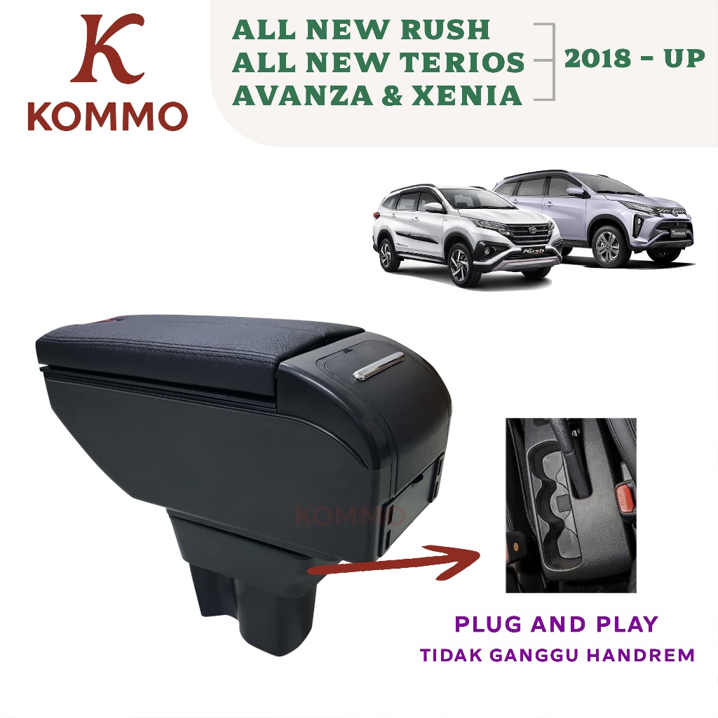 KOMMO ARMREST Sandaran Tangan Arm Rest Mobil All New Toyota Rush Daihatsu Terios + USB Port Charger